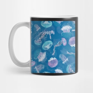 Floating Jellies Coral Blue Mug